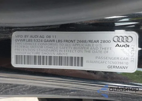 2012 Audi A7 Premium z USA, uszkodzony, nr VIN WAUWGAFC1CN039410